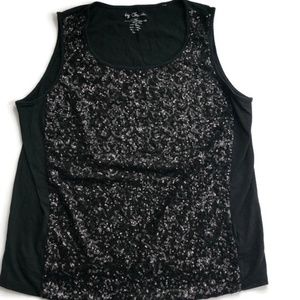Chico's Size 2 (Large / 12) Black Sequined Top